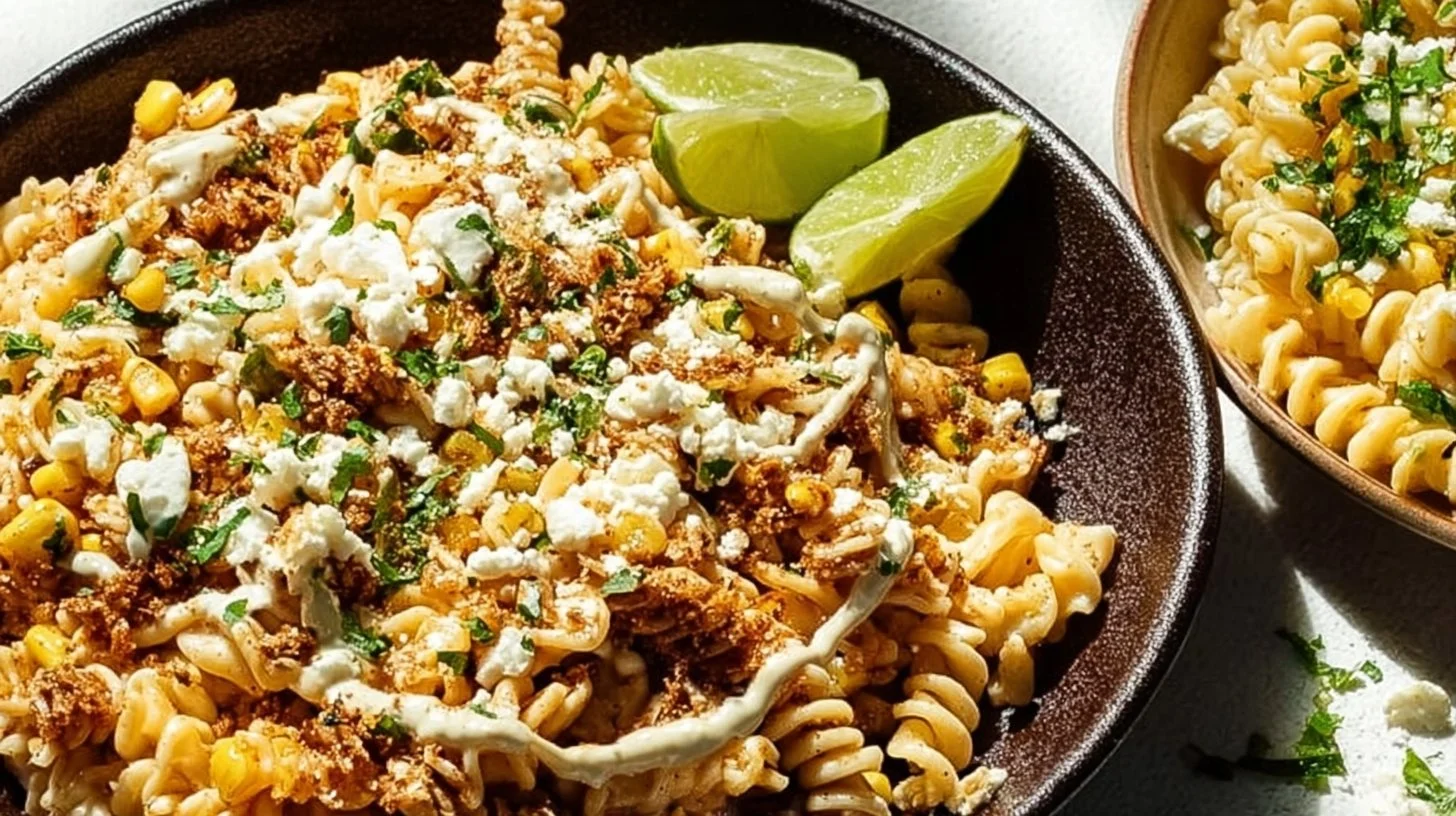 Colorful Mexican Street Corn Pasta Salad with fresh ingredients and vibrant flavors.