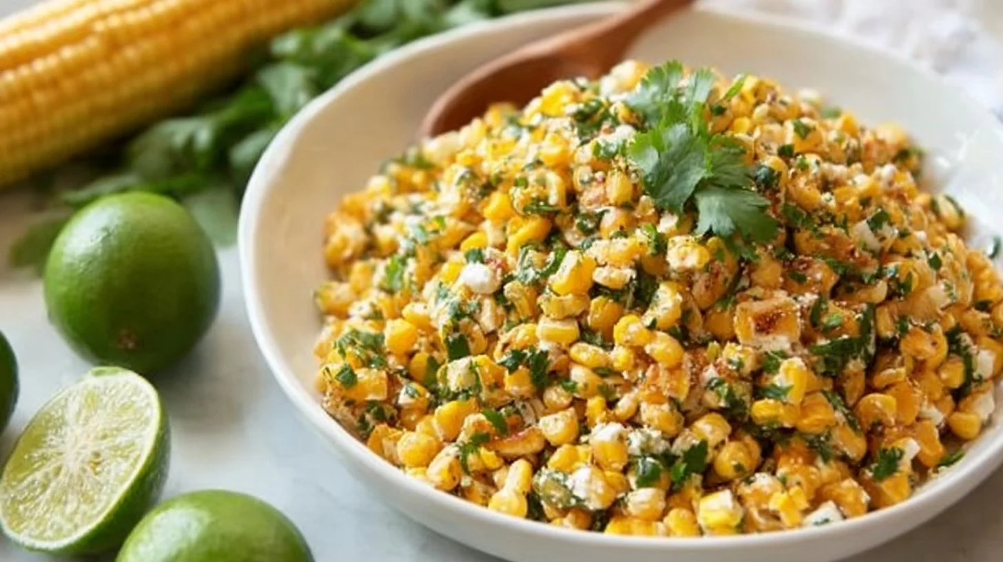 Delicious Mexican Street Corn Salad (Esquites) served in a bowl