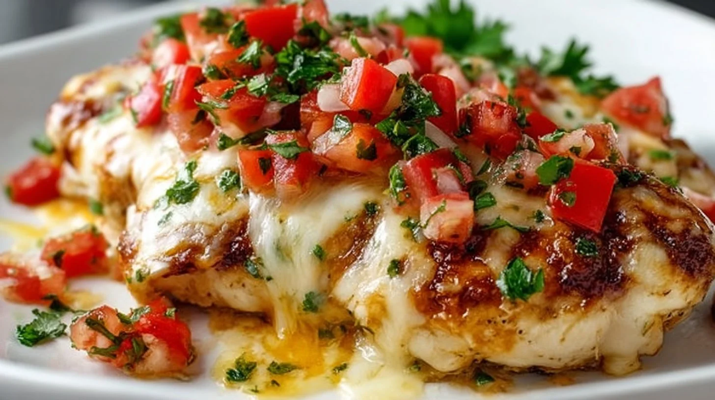 Delicious Monterey Chicken served with vegetables on a plate