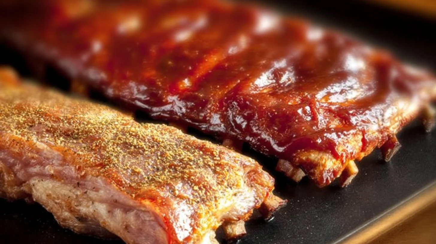 Delicious oven-baked baby back ribs glazed with barbecue sauce