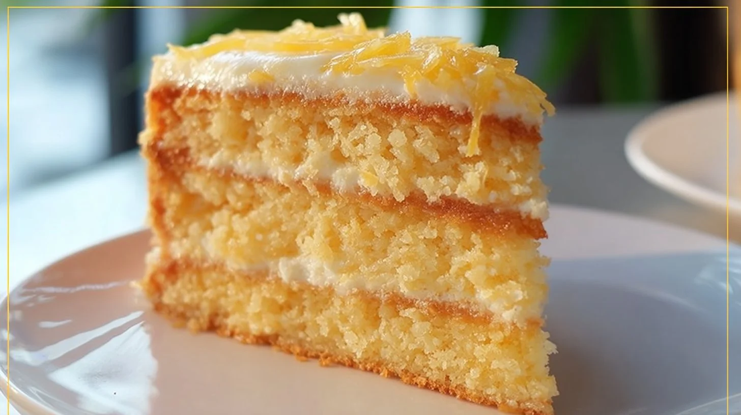 Delicious Paula Deen Pineapple Cake served on a plate with fresh pineapple slices.