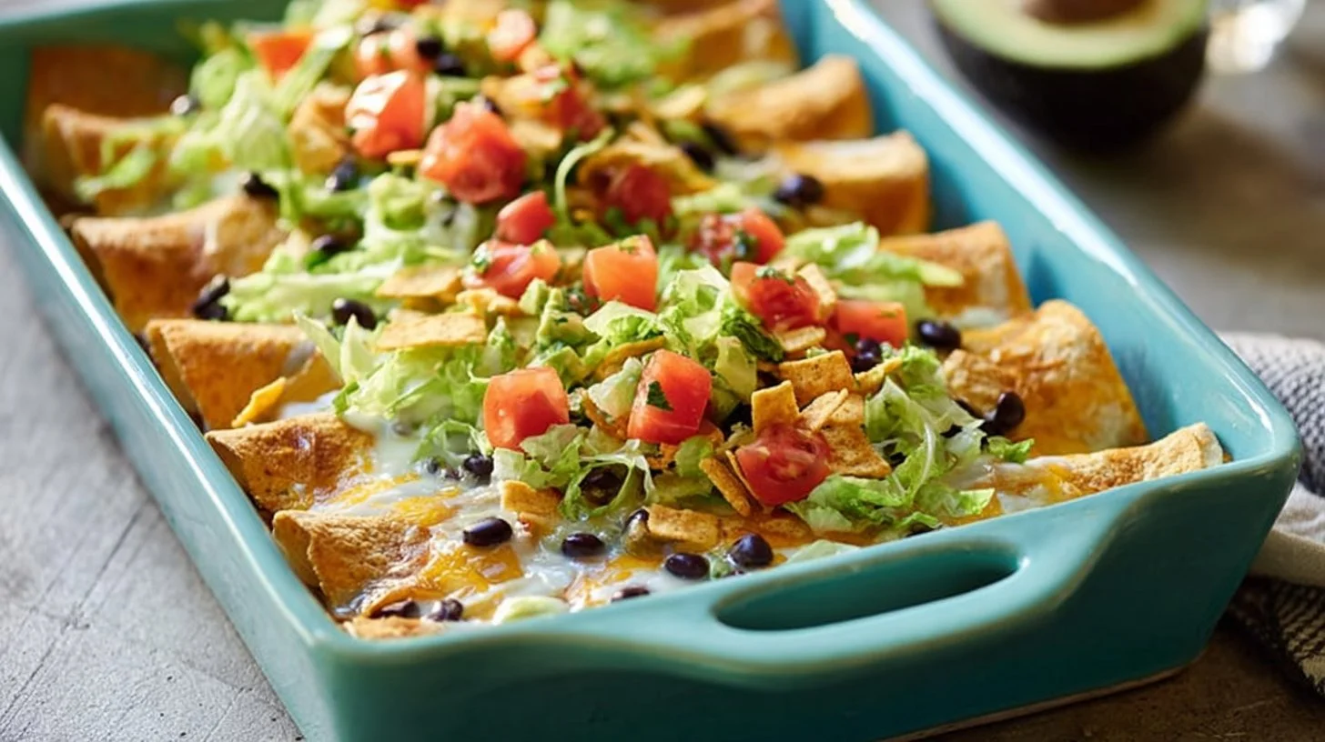 Delicious white chicken enchiladas topped with green chile sour cream sauce