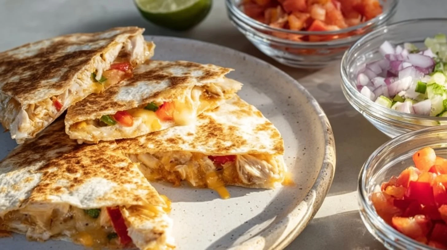 Delicious Chicken Quesadillas with cheese and vegetables