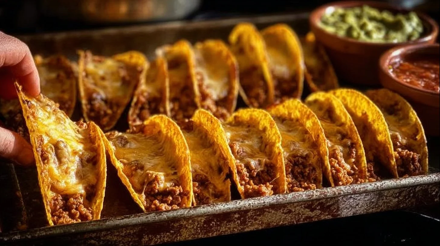 Delicious crispy ground beef tacos served with fresh toppings