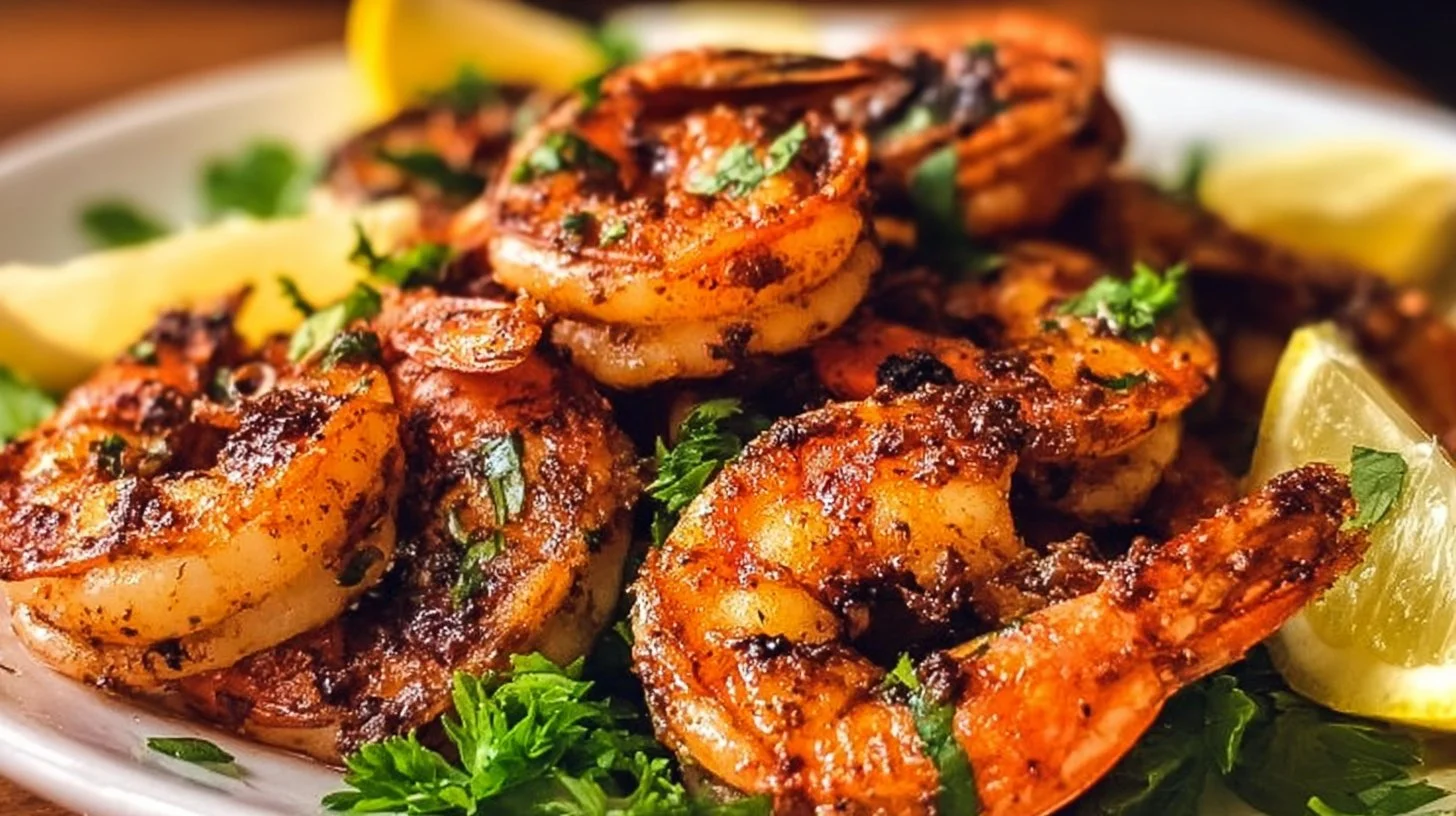 Deliciously grilled shrimp on a plate, showcasing an easy grilled shrimp recipe.