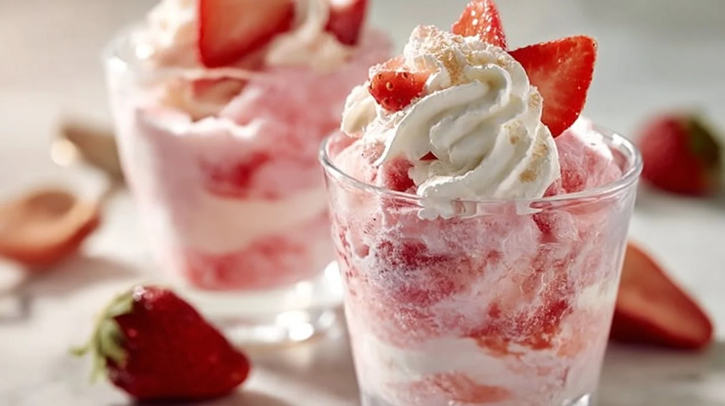 Delicious Frozen Strawberry Dole Whip Delight served in a colorful bowl.