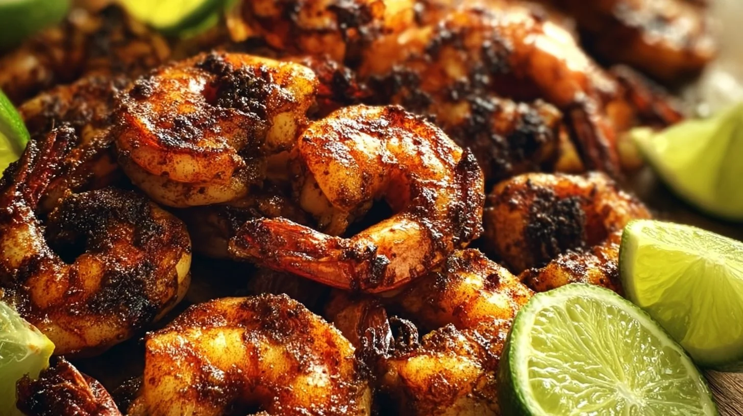 Margarita grilled shrimp skewers garnished and ready to serve