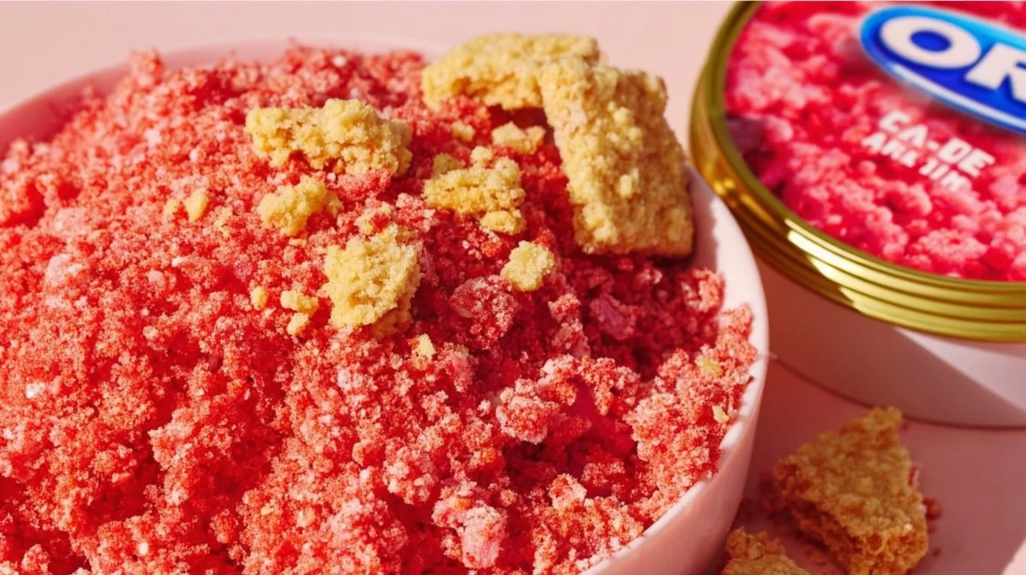 Delicious strawberry crunch topping for desserts and ice cream