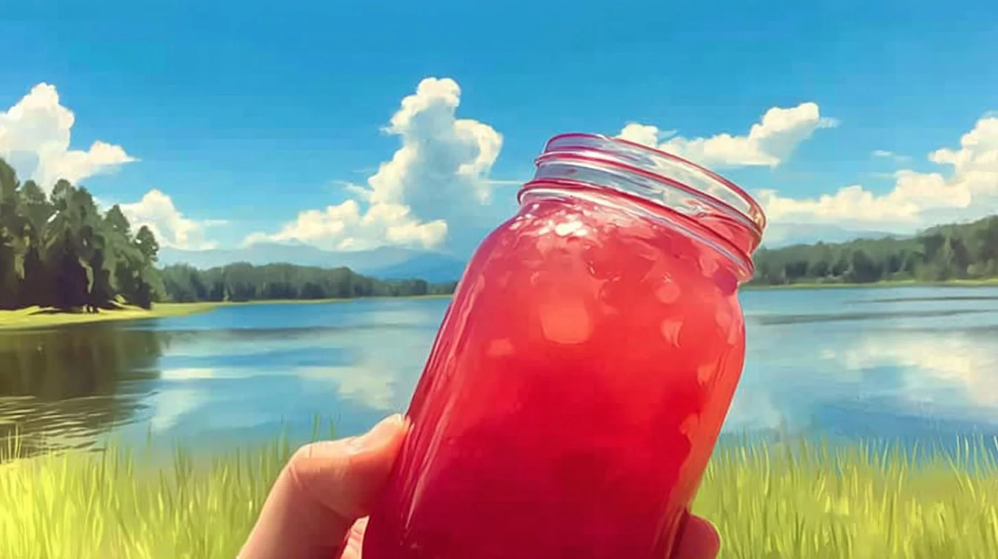 Refreshing watermelon lemon ginger drink in a glass with ice