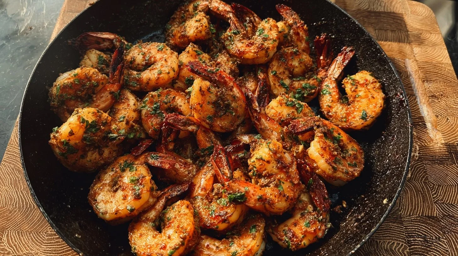 Delicious Cowboy Butter Grilled Shrimp served on a platter