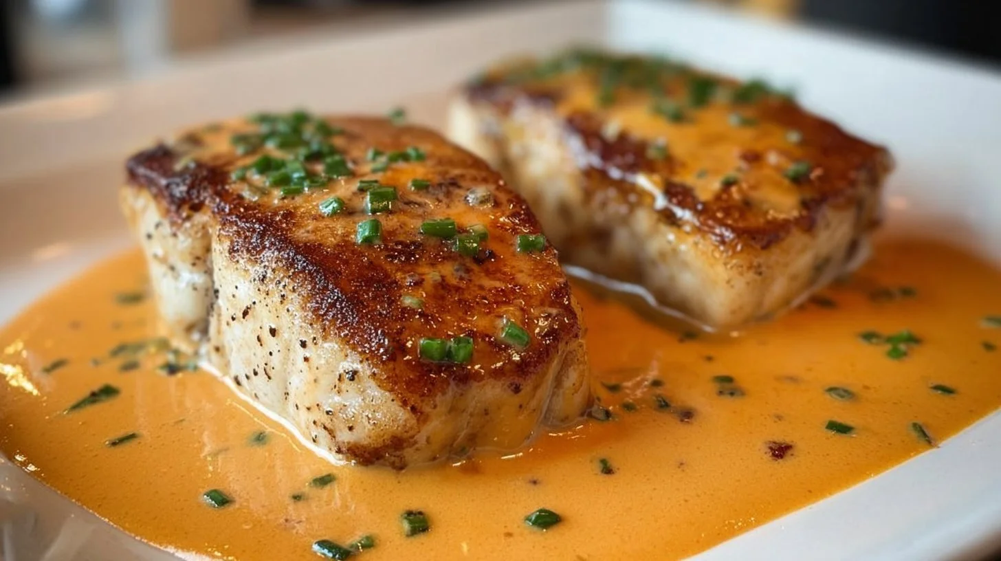 Deliciously cooked fish served on a plate with garnish