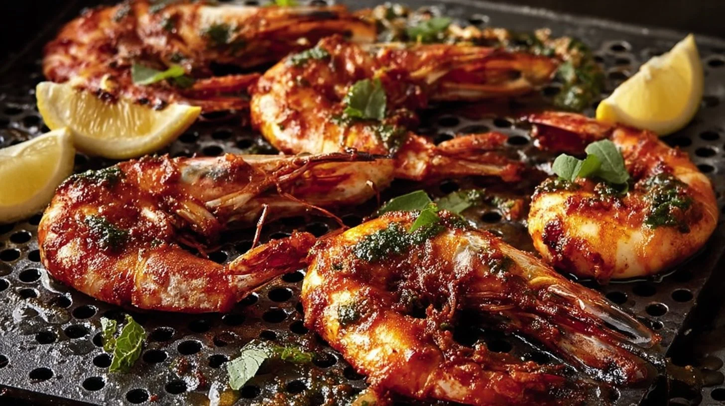 Delicious Peri-Peri Prawns served with vibrant spices