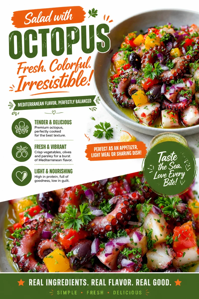 Delicious Salad with Octopus featuring fresh greens and tender seafood