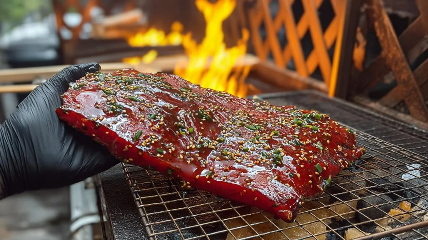 Delicious smoked candied salmon served on a platter