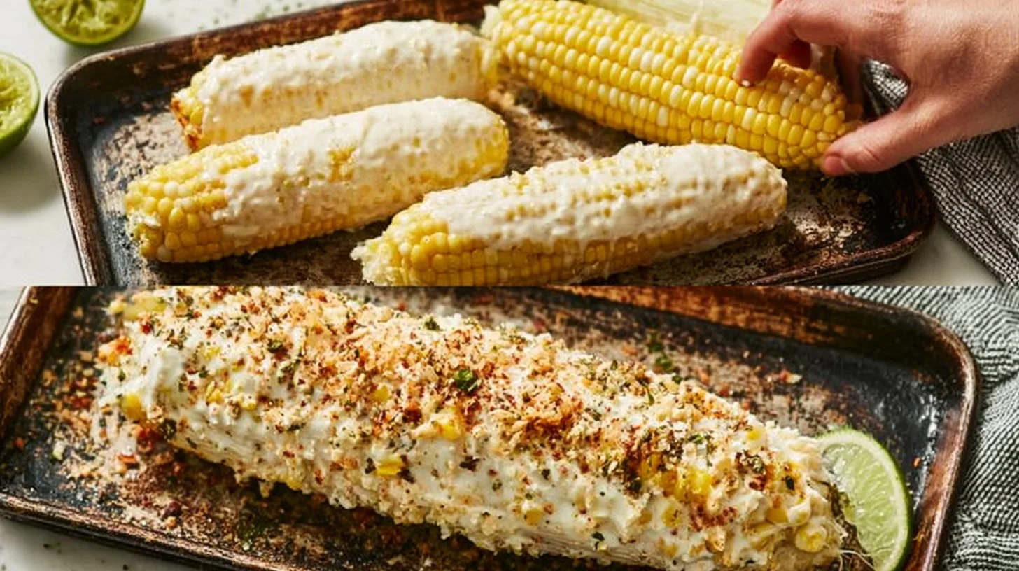 Freshly grilled corn on the cob served with butter and herbs